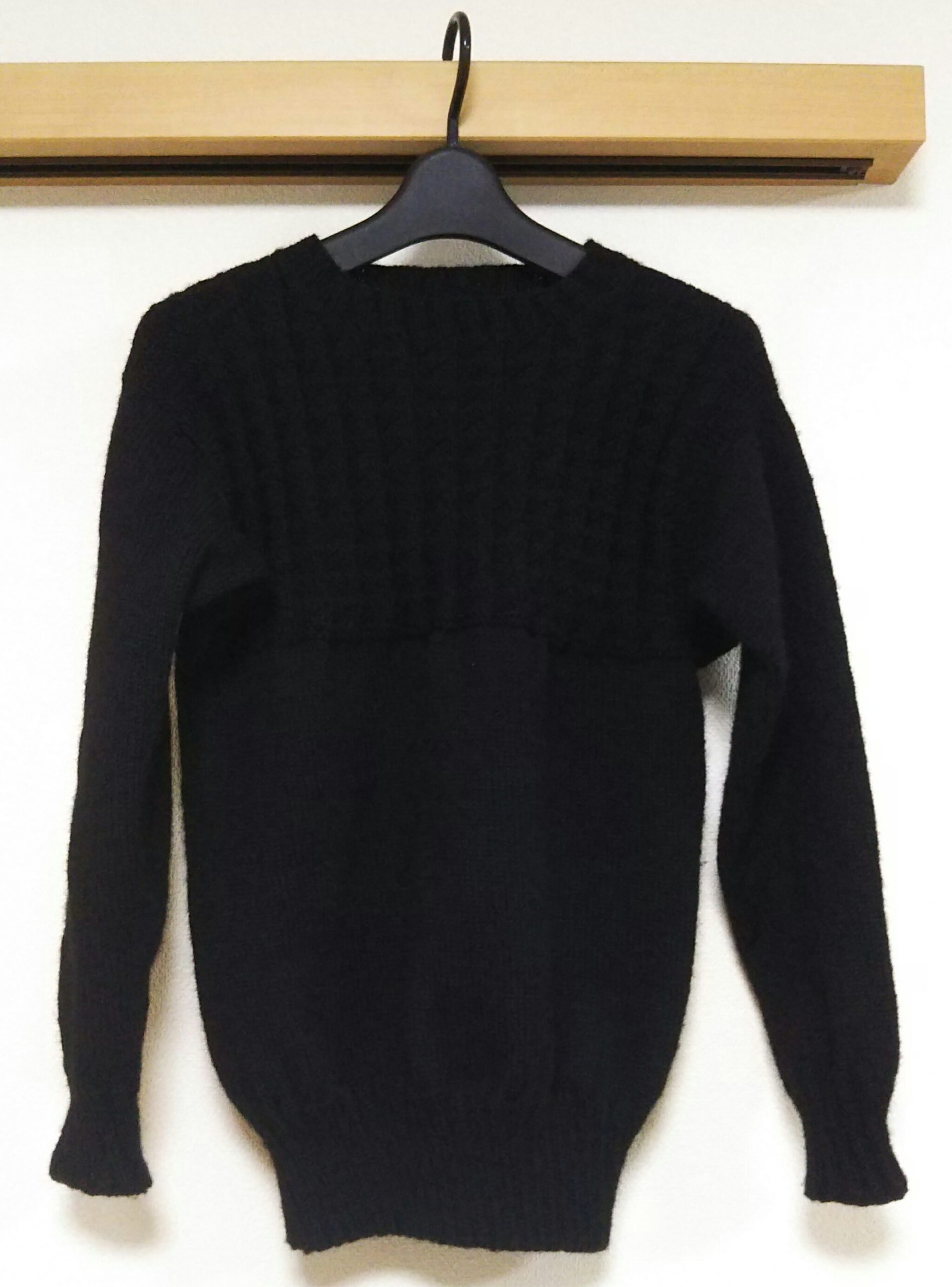 【完成】黒のガンジーセーター-3【編みものともだち】
